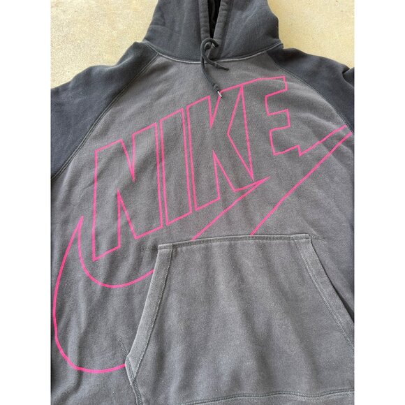 Vintage Nike 3XL Gray Hoodie With Pink Spell Out Logo Y2K C4 - Picture 2 of 5